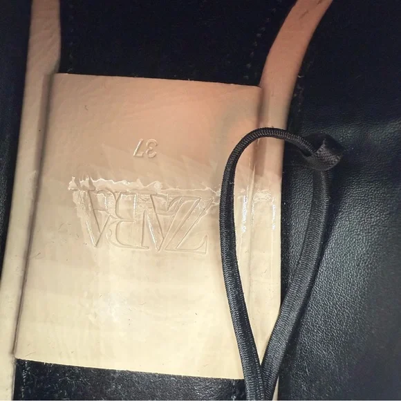 Zara Taupe Patent Loafers Women’s Square Toe Low Heel Slip On Shoes Size 6.5 US - Picture 11 of 16